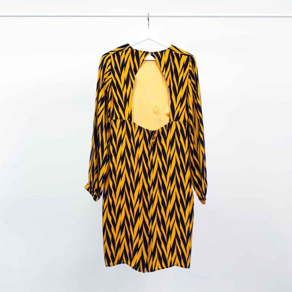 Winter Kate Geometric Print Silk Open Back Dress - Picture 2 of 3